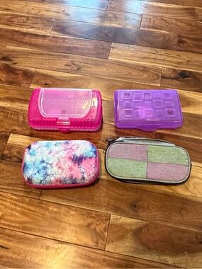 Lot of 4 Pink and Purple Pencil Case Bundle